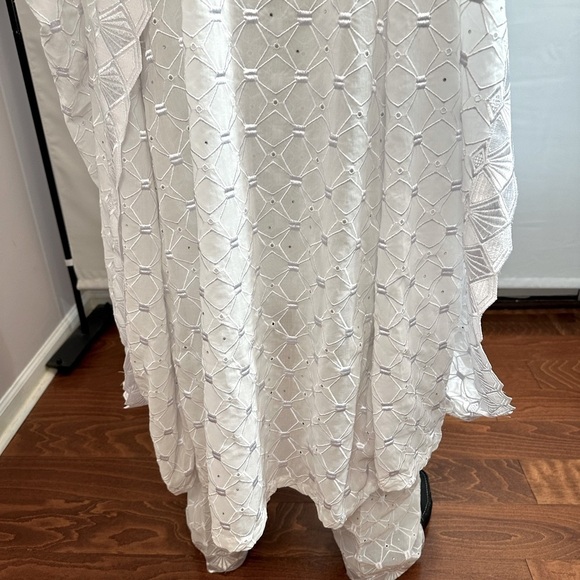 African Mens Clothing Lace Material Embroidered 3 Pcs Agbada Shirt Pants Dashiki - Picture 4 of 16